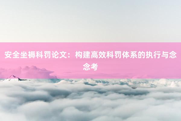 安全坐褥科罚论文：构建高效科罚体系的执行与念念考